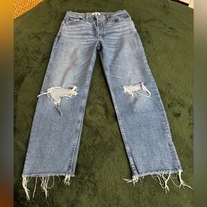 Re/Done 30 High Rise Loose fit Button Fly distressed Ripped Jean 90’s vibe